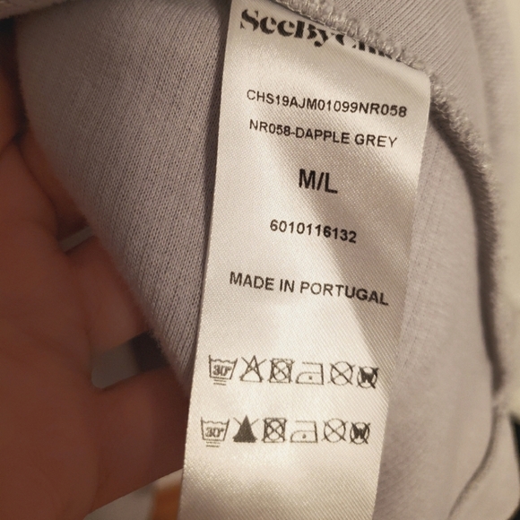 See by Chloe Light Grey Ribbed 1/4 Zip-Up SweatervPoncho. Oversized. M/L. - Picture 9 of 13